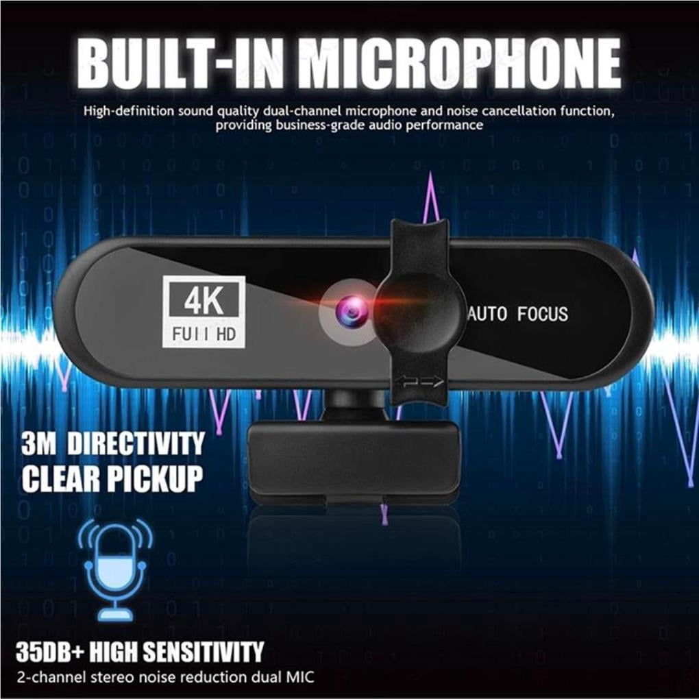 4K High Definition Webcam Autofocus Computer Camera Webcam Computer Camera Webcam Live Webcam USB Free Drive with Mic Computer Camera
