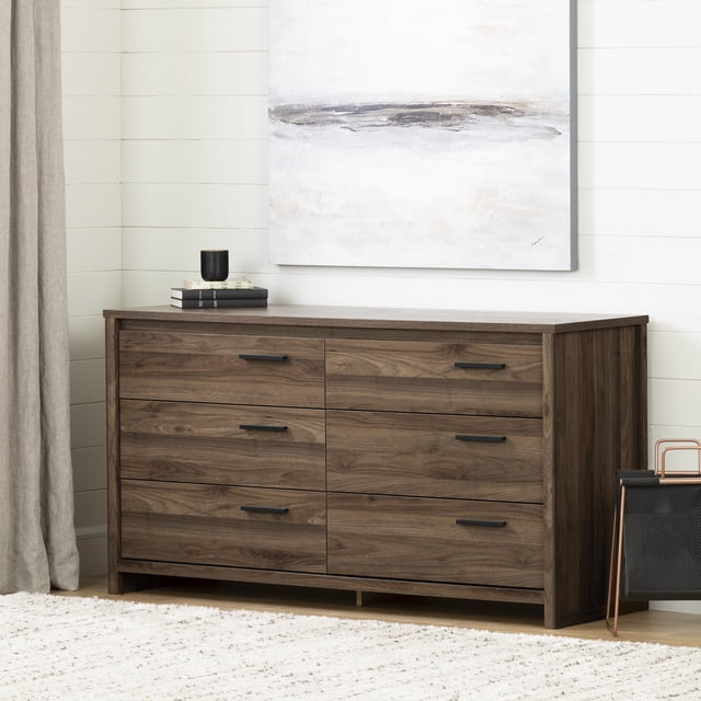 South Shore Tao 6-Drawer Dresser for Adult, in Natural Walnut