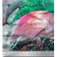 thumbnail image 3 of Soimoi Poly Georgette Fabric Sea & Flying Bird Panel Fabric Prints by Yard 42 Inch Wide, 3 of 3