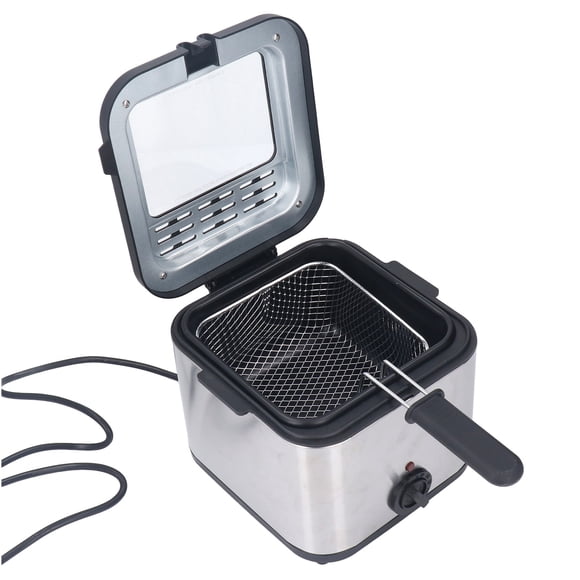 Friteuse Électrique à Frites de 2,5 L, Friteuse Électrique Carrée en Acier Inoxydable à Température Réglable de 1000 W pour Poulet, Oignon, Anneau