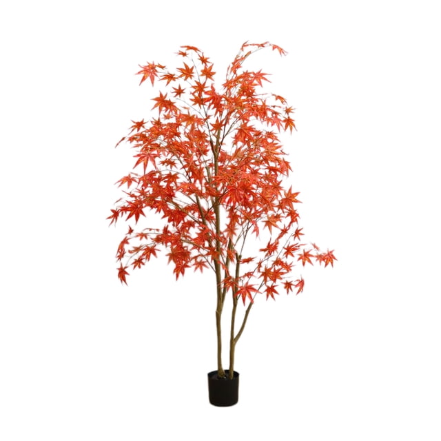 Artificial Maple Tree, 4/5/6FT Maple Tree Prelit Fall Decorations with pot for Indoor Outdoor Autumn Harvest Halloween Thanksgiving