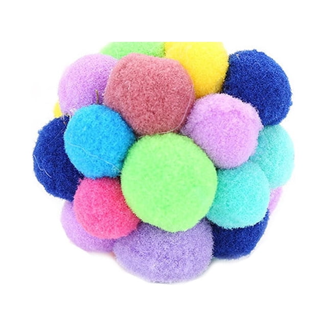 XZNGL Cat Toy Interactive Interactive Pet Cat Toy Colorful Handmade Bells Bouncy Ball Built-In Catnip Interactive Toy