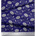 thumbnail image 3 of Soimoi Rayon Crepe Fabric Leaves & Floral Block Printed Fabric 1 Yard 46 Inch Wide, 3 of 3