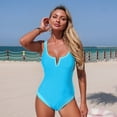 thumbnail image 1 of Ailaofu Womens One Piece Swimsuits Tummy Control Athletic Full Coverage Bathing Swim Suit Color Block Slimming Swimwear, 1 of 7