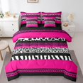 thumbnail image 1 of Cheetah Print Comforter Set,7 Pieces Wild Animal Skin Leopard Spot Queen Bed in a Bag,Geometry Aztec Fuchsia Sriped Bedding Sets with Comforter,Flat Sheet,Fitted Sheet,Pillowcase,Pillow Sham, 1 of 5