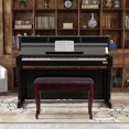 thumbnail image 4 of Costway Solid Wood PU Leather Piano Bench Padded Double Duet Keyboard Seat Storage Brown, 4 of 10