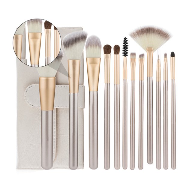 FONDOTIN 1Set White Nylon Mascara Brush Set with Wood Handle for Professional Makeup and Eyebrow Combing
