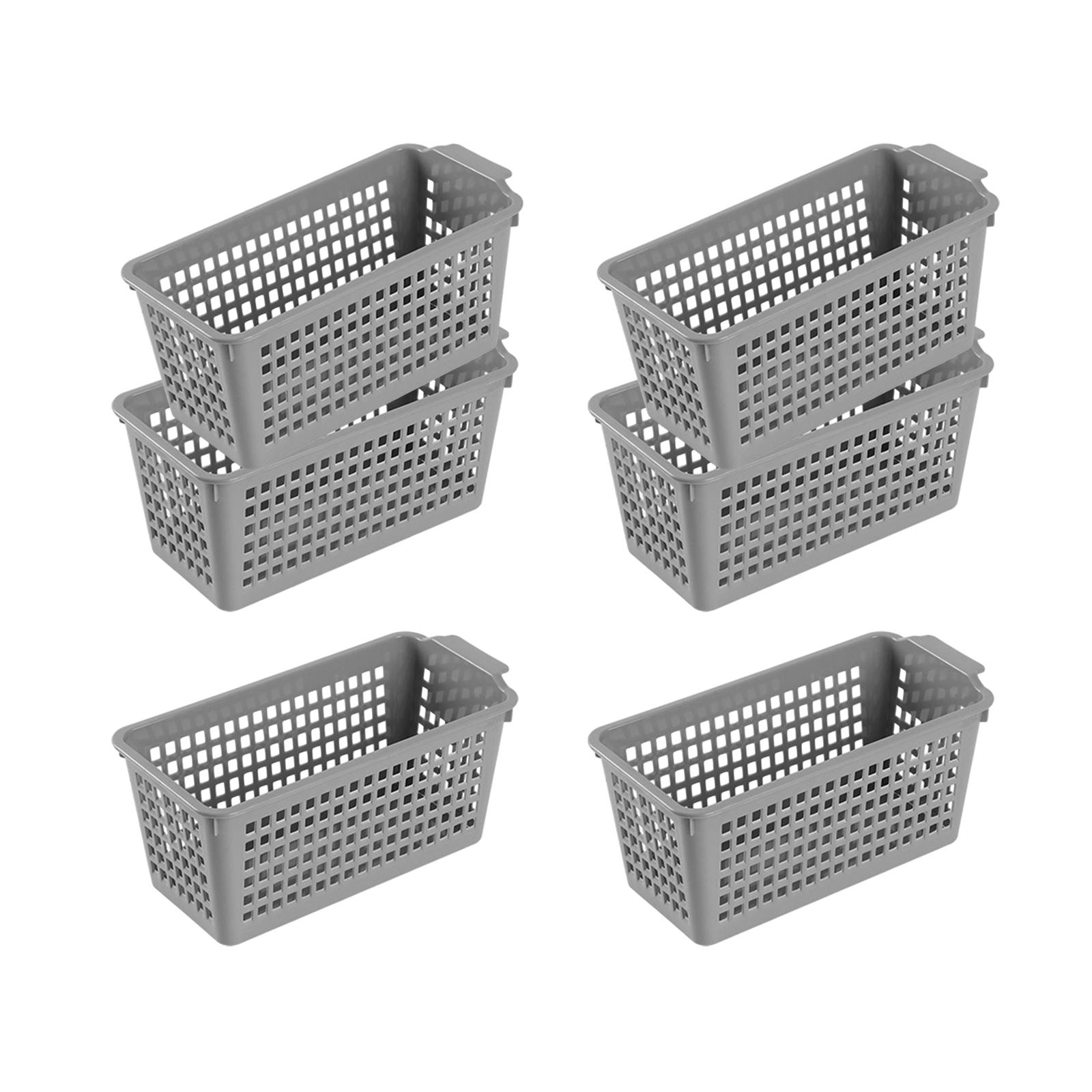 Tnarru 6 Pieces Desktop Storage Basket Bins Functional Trays Bathroom Storage Racks Makeup Organizer Trays for Shelves Dorm Cosmetic Gray