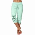 thumbnail image 1 of Lroveb Capri Pants for Women High Waisted Tummy Control Yoga Pants Solid Color Sports Draw Rope Pants Green, 1 of 3