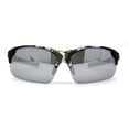 thumbnail image 3 of Mens Xloop Hunters Camo Half Rim Plastic Sunglasses Green White Silver Mirror, 3 of 4