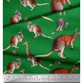 thumbnail image 3 of Soimoi Green Satin Silk Fabric Kangaroo & Giraffe Animal Decor Fabric Printed Yard 42 Inch Wide, 3 of 3
