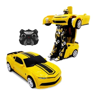 Family Smiles Robot de transformation pour enfants RC Jouets de voiture pour les garçons 8-13 Télécommande Cadeau jaune