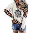 thumbnail image 4 of Women Geometric Print Sweatshirt Hooded Stitching Printed Loose Tops Blouse, 4 of 7