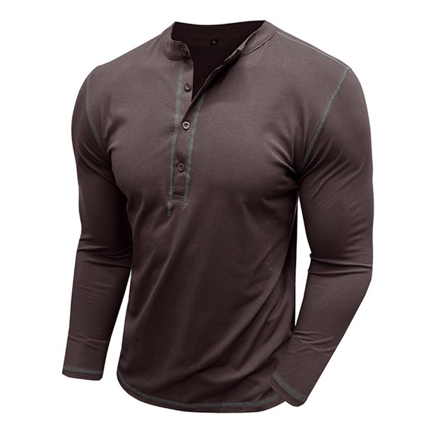 RXIRUCGD Blouse à Manches Longues Col Rond pour Hommes, Café, Taille : 2TG