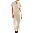 thumbnail image 2 of LSLJS Combinaison Pantalon à Revers Zippée à Taille Plissée Unie Décontractée pour Femme, 2 of 6