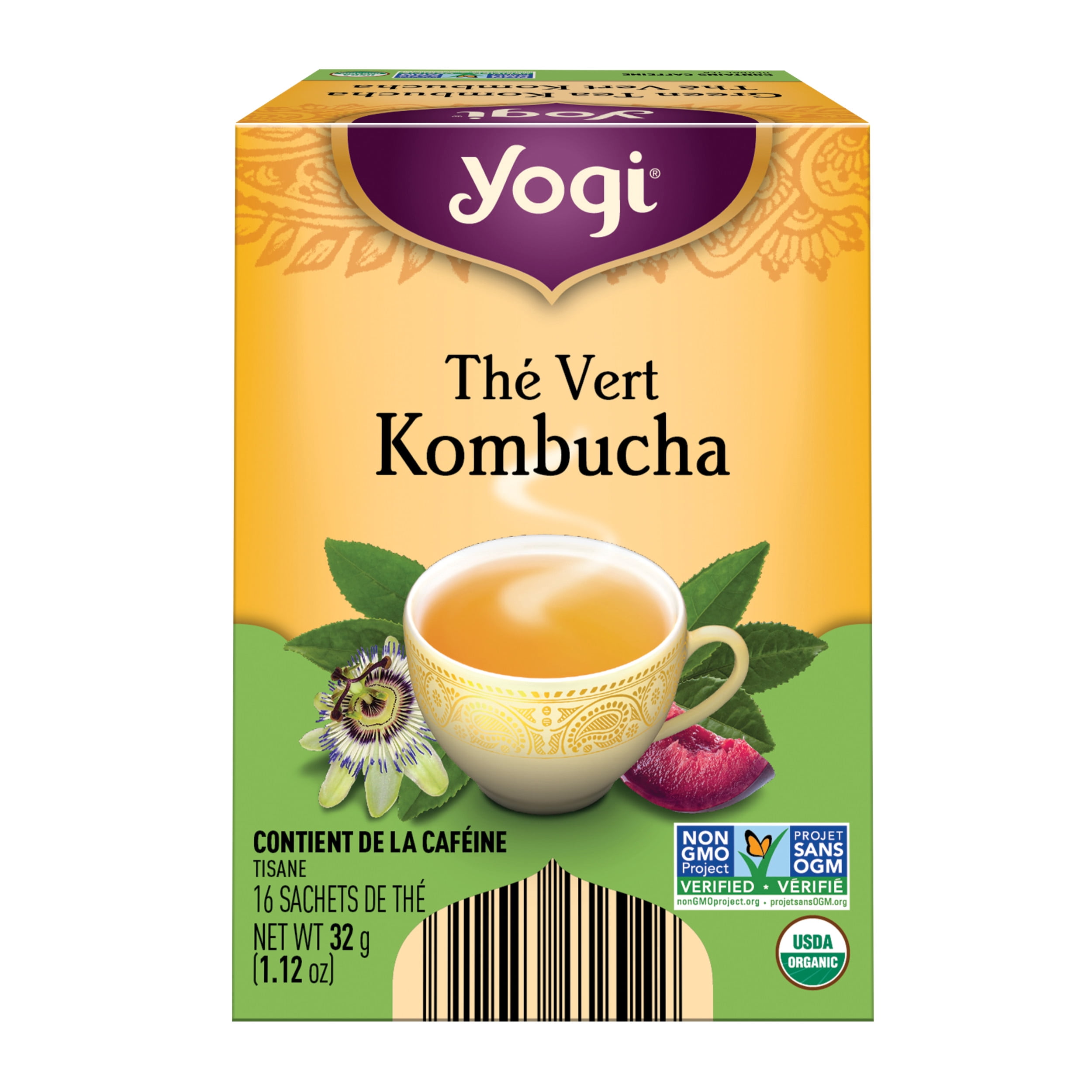 Yogi Green Tea Kombucha, Contains Caffeine Wellness Tea Bags