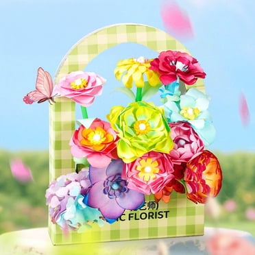 Musbetu Magic Petal Flower Kit DIY Paper Flower Bouquet Kit 3D Dyed Blossoms with Colorful Petals Educational Floral Art Craft for Kids