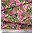 thumbnail image 3 of Soimoi Poly Georgette Fabric Bird,Leaves & Rose Floral Print Fabric by Yard 42 Inch Wide, 3 of 3