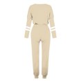 thumbnail image 5 of Posijego Ensemble Femme 2 Pcs Tenue Rayée Décontractée Manches Longues Col Ras du Cou Hauts Pantalons à Cordon Ensembles Détente P-5TG, 5 of 5