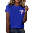 thumbnail image 4 of Hauts de Printemps pour Femmes Jour de l'Indépendance Drapeau Col Rond Imprimé Lettre Manches Courtes Hauts Chemises pour Femmes Bleu S, 4 of 4