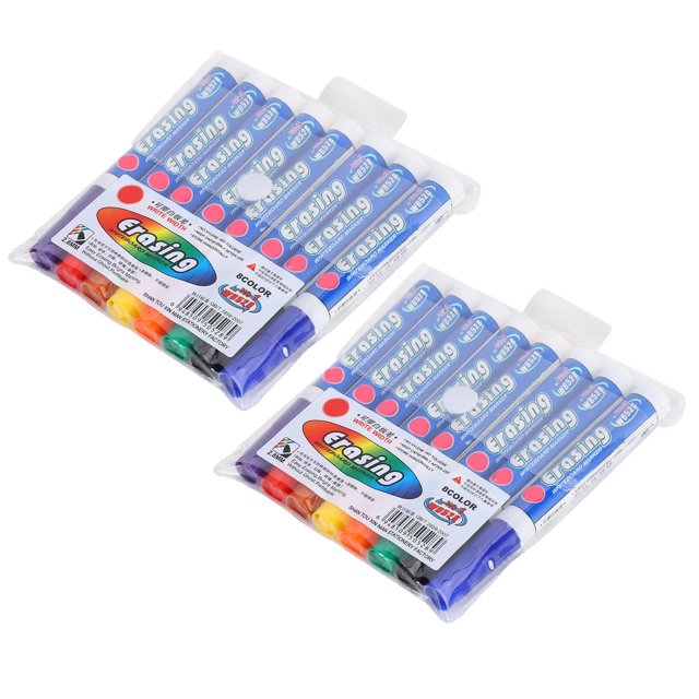 Sonew Stylo Effaçable pour Tableau Blanc, 2 Ensembles 8 Couleurs Stylo Effaçable à Sec pour Tableau Blanc Ensembles de Marqueurs à Pointe en Fibre Colorés pour l'École, Marqueurs de Tableau Blanc Colorés
