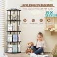 thumbnail image 4 of Flycity 4 Tier Rotating Bookshelf, 360° Display Rotating Bookcase Corner Storage Rack with Special Visible Partition Storage, Black, 4 of 8