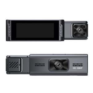 Kieccall 3.16 pouces Dash Cam 1080P Avant/intérieur - Vision nocturne infrarouge, enregistrement en boucle & APP Sync, Caméra de voiture compacte pour la surveillance dans la voiture