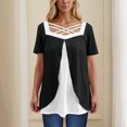 thumbnail image 2 of Timegard Hauts d'Été pour Femmes Grande Taille Col Carré en V Croisé Manches Courtes Décontracté Confortable Blouse, 2 of 6