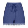 thumbnail image 5 of FAIWAD Women‘s Lace Trim Shorts Elastic Waist Short Pants with Pockets Drawstring Sports Solid Color Shorts, 5 of 5