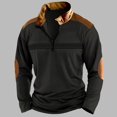 thumbnail image 2 of Mens Autumn Winter Folded Long Sleeve Sweatshirt Standing Collar Zip Flya Way Hoodless Sweatshirt Top, 2 of 4