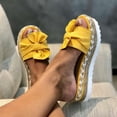 thumbnail image 1 of Mikilon Women Bowknot Beach Summer Slippers Platform Slope Heels Plus Size Shoes, 1 of 7