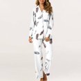 thumbnail image 4 of MeetoTime Pyjama d'Automne pour Femme, Ensemble 2 Pcs, Haut à Manches Longues Boutonné et Pantalon, Tenue de Nuit, 4 of 7