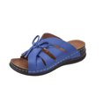 thumbnail image 2 of Mefallenssiah Women'S Summer Plus Wedge Heels Solid Color Bow Fish Mouth Beach Slippers, 2 of 9