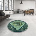 thumbnail image 4 of Ahgly Company Machine Washable Indoor Round Transitional Dark SlateGray or Dark SlateGrey Green Area Rugs, 7' Round, 4 of 7