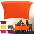 thumbnail image 1 of Spandex Table Cover For 6 Foot Rectangle Tables 6 Pack Tablecloth Elastic 6ft Folding Tablecloths For Vendor Booth Display Banquet Buffet Event Craft, 1 of 9