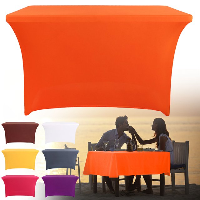 Spandex Table Cover For 6 Foot Rectangle Tables 6 Pack Tablecloth Elastic 6ft Folding Tablecloths For Vendor Booth Display Banquet Buffet Event Craft