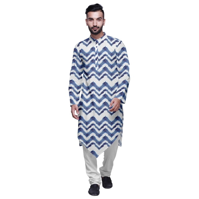 Atasi Kurta à Manches Longues de Designer pour Garçons, Kurta Décontractée Imprimée en Coton Flex