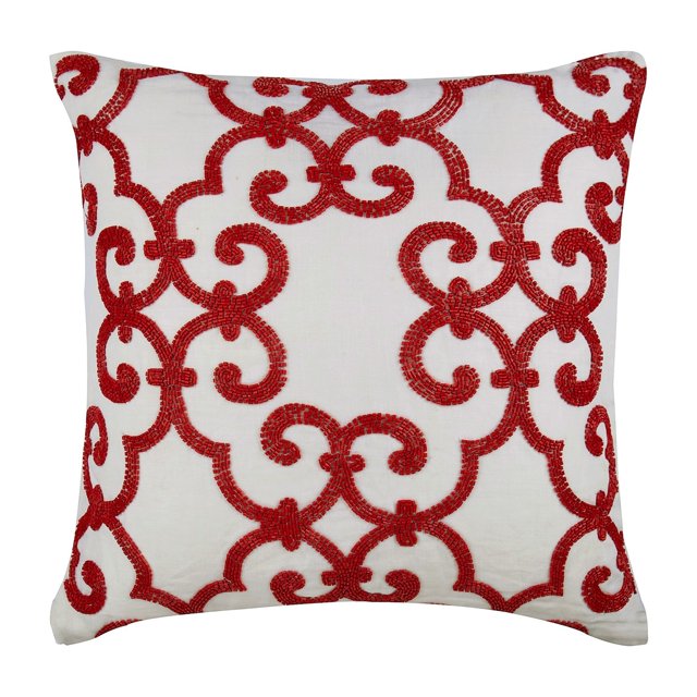 Housses de Coussin pour Chaises, Housses de Coussin à Fermeture Éclair, Housses de Coussin 22x22 Pouces (55x55 cm) Rouge, Housses de Coussin en Coton, Housses de Coussin Faites à la Main, Contemporain, Abstrait - Rouge Incrusté