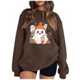 thumbnail image 2 of Pisexur Chandail d'Halloween pour Femmes en Molleton Orange Chandail à Manches Longues Col Rond Chandails de Mode avec Motif Citrouille Chandails à Capuche d'Halloween Hauts à Enfiler, 2 of 4
