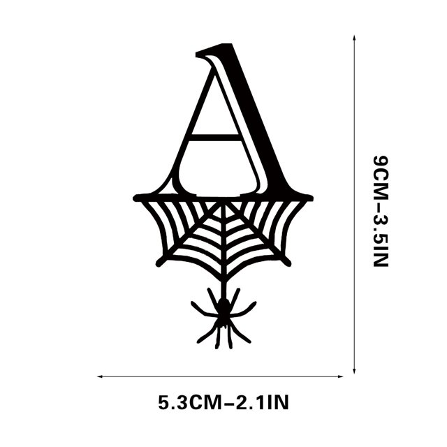 Spider Halloween Decoration Hang Tag Set with 26 Iron Letters 5.3 cm x 9 cm, Black Rope Included