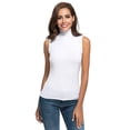 thumbnail image 1 of Womens Sleeveless Solid Slim Fit Turtleneck Tee Shirt Top Blouse, 1 of 3