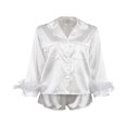 thumbnail image 3 of Femmes 2PCS Pyjama Manches Longues Manchettes Chemisier Shorts, 3 of 5