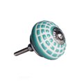 thumbnail image 3 of Knob-it 676685044907 Ensemble de Boutons Ronds en Céramique Peinte à la Main Vintage - Turquoise & Blanc - Lot de 8, 3 of 3