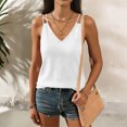 thumbnail image 2 of Sentmoon Summer Clothes for Women Women Top Linen V Neck Strappy Backless Tank Solid Color Sleeveless T Shirt Breathable Trendy Unique Summer for Layering or Going Out Clothes Top, 2 of 7