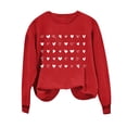 thumbnail image 4 of Penkiiy Chandail à Imprimé Cœur pour Femme, Manches Longues, Col Ras du Cou, Décontracté, Ample, Style Vintage, Chandail Graphique « Love », Hauts, S, Rouge, 4 of 5