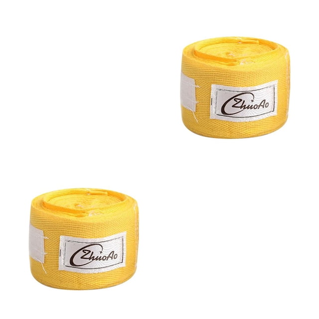Transemion Boxing Bandages Cotton Kick Hand Wraps Sweat -absorbing Gym Sports Training Bandages Yellow 2Set