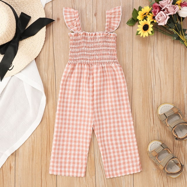 Infant Girls' Jumpsuits Rompers Girls Summer Clothes Loose Rompers Adjustable Wide Leg Jumpsuit Girls Outfits Size 6-12 Months