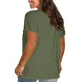thumbnail image 2 of LNGOOR Économies d'Été! Hauts d'Été Grande Taille pour Femmes 2024 Mode Décontractée Col Rond Manches Courtes T-Shirts Coupe Ample Blouse Rouge P, 2 of 5