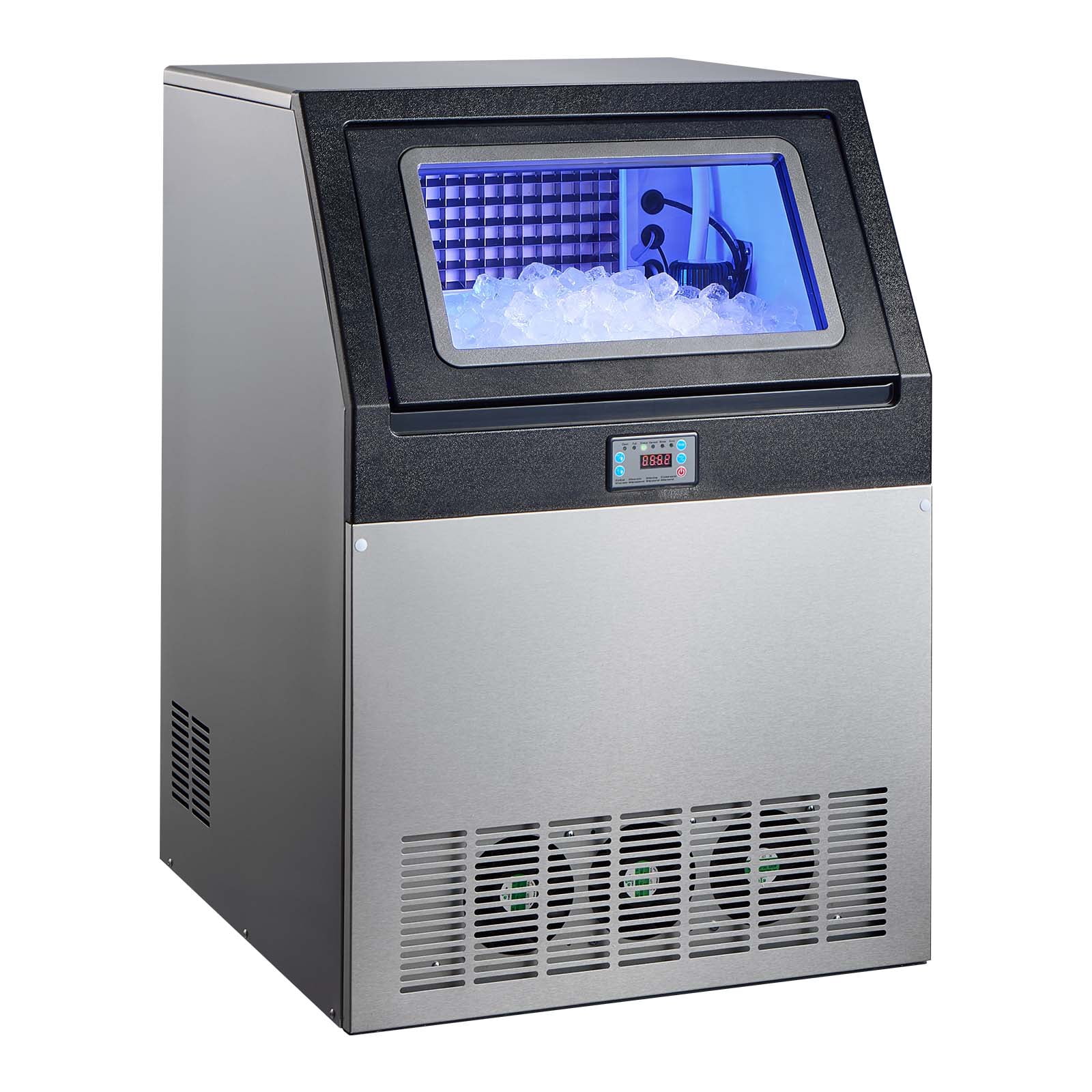 KFFKFF Commercial Ice Maker Machine, 360 lbs/24h with 85 lbs Storage Capacity, Built-in/Freestanding/Under Counter, Stainless Steel Ice Maker with LED Display & Self-Cleaning