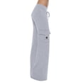 thumbnail image 2 of XZNGL Workwear Pants for Women, Elastic Waist with Button Closure, Side Pockets, Straight Wide Leg, Low Rise, Solid Color, Polyester Spandex Blend, 2 of 8